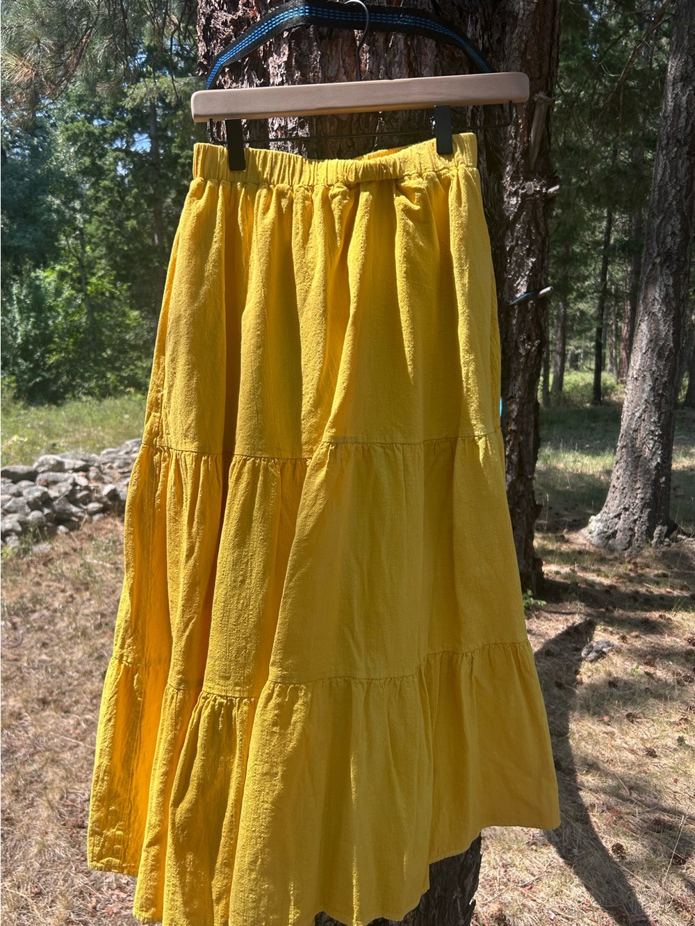 Bright Yellow Tiered Maxi Skirt